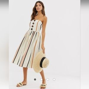 ASOS Bandeau Midi Sun Dress Coconut Buttons